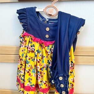 Cheeky Plum Navy and Yellow Floral Kids Matching Set